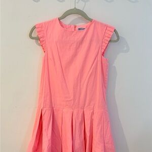 Jacadi Coral Pink Pleated Sleeve Casual Dress